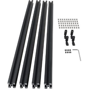 CNCMANS 2PCS 400mm T Slot 2080 Aluminum Extrusion European Standard Anodized Linear Rail Aluminum Profile Extrusion for 3D Printer Parts and CNC DIY (Standard 6.2mm Length 400mm Black) in Kuwait
