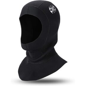 Oumers Neoprene Scuba Diving Hood 3MM Wetsuit Diving Cap, with Flow Vent to Eliminate Trapped Air, Bib Dive Hood Warm Durable Stretchable for Surfing Snorkeling Kayaking Sailing Canoeing Water Sports