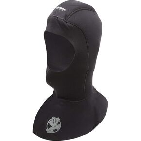 AKONA Wetsuit Hood Multi-Thickness 5/3MM with Flow Vent to Eliminate trapped air. Anatomical fit. Skin-in Neoprene face Seal which can be Trimmed by Owner for Custom fit.