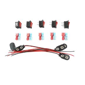 TJIUSI 9V مشبك بطارية موصل 5 حزمة ومفتاح الروك AC 6A/250V 10A/125V 2 لحام العروة تشغيل/إيقاف قارب صغير الروك التبديل 5 قطع 2 دبوس موقف المفاجئة مع 10 قطع محطات in Kuwait