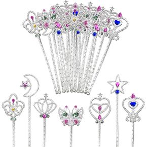 21 Piece Fairy Metal Magic Dress-Up Wand Princess Wand Set Magic Toys Wand Girl Dress-Up Game Dress Up Princess Costume Cosplay