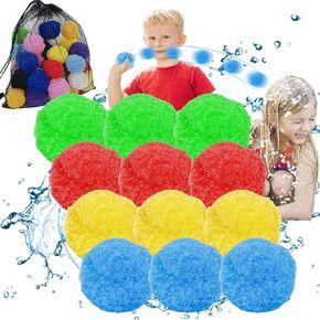 MHOYMP 60PCS Reusable Water Balls，Water Soaker Balls for Outdoor Toys and Games，Water Bomb Splash Balls, Water Toys for Summer Fun Outdoor Play Backyard Pool Trampoline Beach Game in Kuwait