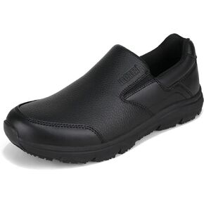 Leather Work Shoes for Men Food Service Mens Water Slip Resistant Chef Walking Shoes Slip on Restaurant Kitchen Sneakers