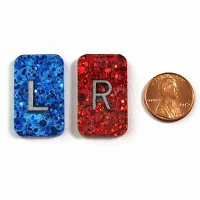Glitter X-Ray Markers - Glitter Epoxy Resin with Lead Letters L & R - NO INITIALS - Small Rectangle Generic Markers Include Extra Strength Adhesive Strips - Reusable & Washable