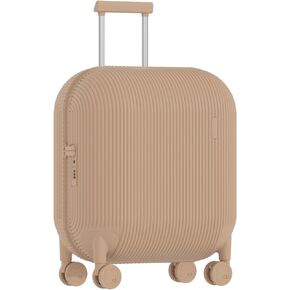 artrips Carry On Luggage with 8 Spinner Wheels,20''Spinner Luggage with Cover Protector,PC Lightweight Hardside Luggage with Stripe Pattern Design,TSA Lock, Brown,Carry On 20-Inch,40L