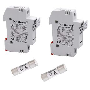 ZOOKOTO Solar Fuse Holder 10A 1000V DIN Rail Mount Fuse Holder 1 Pole White Plastic Housing with 10x38mm 1 Fuse 10A