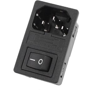 uxcell Inlet Male Power Socket Fuse Holder with Rocker Switch 10A 250V 3Pin IEC320 C14