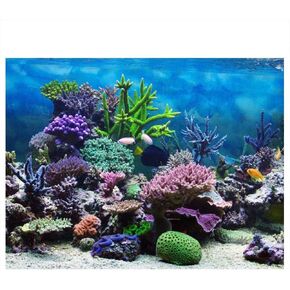 Aquarium Background Poster, Fish Tank Background Paper Wallpaper Pictures 3D Effect PVC Adhesive Poster Underwater Coral Reef Decor Paper Cling Decals Sticker(24.02x16.14in)