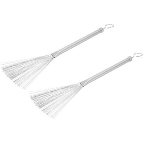 MECCANIXITY Retractable Drum Wire Brushes Drumsticks Brush Aluminium for Jazz Acoustic Rock Band Music Lover Percussion 1 Pair Black