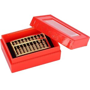 GLOGLOW Chinese Ancient Abacus, Mini Brass Abacus 9 Gears Chinese Math Calculating Tool Educational Learning Kids Adult Collection 1.5in