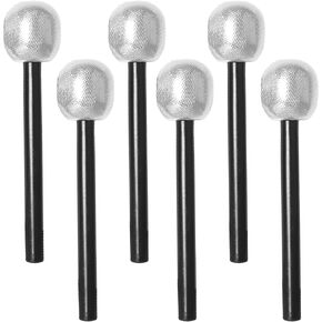 Qancesd 6 Pack Microphone Prop Glitter Microphones for Disco Stage Fake Microphone Pretend Microphone Music Party Supplies Favors