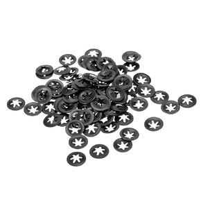 غسالة Uxcell M3 Star Locking 2.5 مم معرف. 9 ملم غسالات قفل الأسنان الداخلية مشبك سرعة القفل 65Mn لمسة نهائية من الأكسيد الأسود 100 قطعة