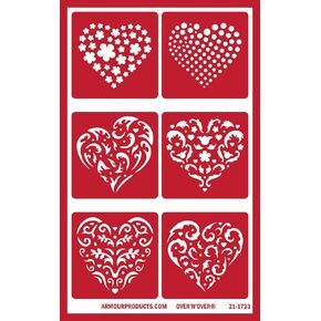 Armour Products Floral Hearts N Over Reusable Glass Etching Stencil, Brown