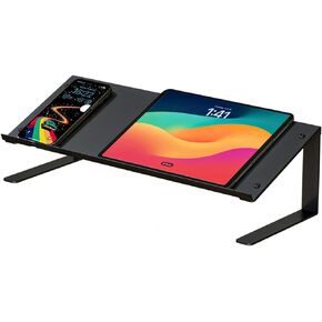 J JAKCUBE Design Tablet Drawing Stand, Desk Organizer Smartphone Book Stand, Black Metal Phone Charging Docking Station Reading Display Holder Organizer, Document Copy Notebook Holder -MK294E