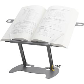 Yorhoen Metals Book Stand for Reading,Base with Non-Slip Pads Adjustable Textbook Reader Book Holder for Desktop(Grey)