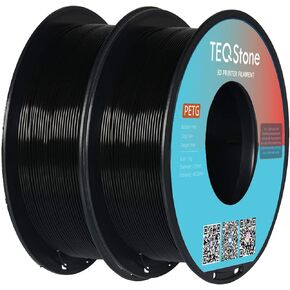 PETG Filament 1.75mm Black 2KG, Consistent Diameter +/-0.02mm 3D Printer Filament Bundle in Vacuum Packaging 1KG Spool 2 Pack