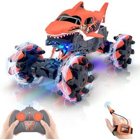 ChicMart Remote Control Car, Shark Monster Truck with Gesture Sensor, 1:16 30km/h Off-Road Rc Cars, 360°Rotation All Terrain 2.4Ghz 4WD Truck Toy Gift for Boys Girls 3+ Years
