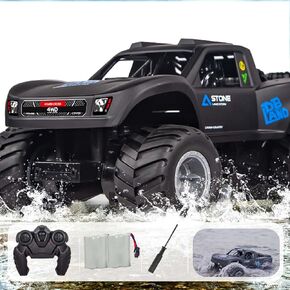 KB KAIBO 1:16 سيارة برمائية تعمل بالتحكم عن بعد، 2.4 جيجا هرتز 4WD Monster Truck Toys جميع التضاريس، سيارات Rc للبالغين، شاحنات Rc 4x4 على الطرق الوعرة مقاومة للماء، 6 7 8 9 10 11 12+ هدايا للأولاد والبنات بعمر سنة، ألعاب للأولاد (أزرق)