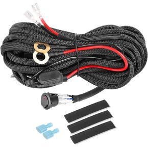 Wiring Harness 1 Lead, Rfroad Lighting Heavy Duty 12V Rocker Switch Nylon Wiring Harness Kit for Led Work Light Bar Fog Lights Driving Lights Offroad LED Pods for Truck UTV ATV Boat