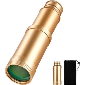 ESSLNB Pirate Monocular Telescope, 10x50 Handheld Collapsible Brass Telescope for Kids & Adults, Zoomable Portable Waterproof Spyglass Telescope Monocular for Bird Watching Games Travelling Hiking