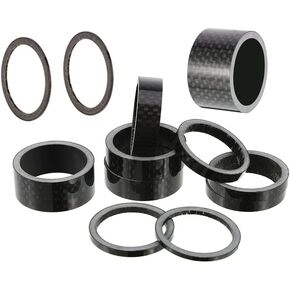 Jilukibo 11 Pieces Bike Carbon Fiber Headset Spacer, 28.8mm Bicycle Front Fork Stem Spacers Washer for Mountain Bike, Road Bike (20 15 10 5 3 2 1 mm, 7 Size)