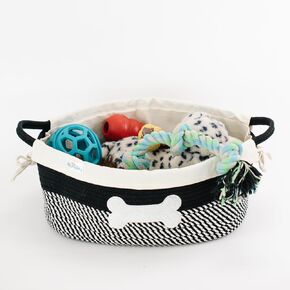 Muttsky Dog Toy Basket w/ Washable Liner (17"x13"x7") - Cotton Rope Dog Toy Storage Bin w/ Handles - Stylish Dog Basket for Toys w/Accessible Side - Dog Toy Box for Dogs - Travel Toy Bin for Dogs