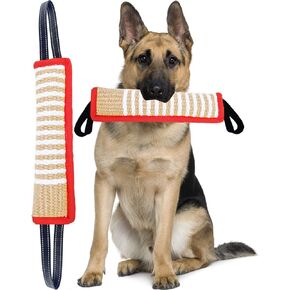 Clysoru Tug Toy for Dogs Jute Bite Resistant Pillow - Lasting Training Equipment Puppy to Large Dogs Interactive Toy with 2 Strong Handles