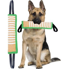 Clysoru Tug Toy for Dogs Jute Bite Resistant Pillow - Lasting Training Equipment Puppy to Large Dogs Interactive Toy with 2 Strong Handles