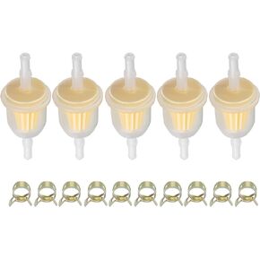 Butom AM116304 Fuel Filter for John Deere GY20709 for Kohler 25 050 22-s for Gravely 21541500 for 1/4" and 5/16" Fuel Line Replaces 71-5960 Pack of 5 with 10 Clamps