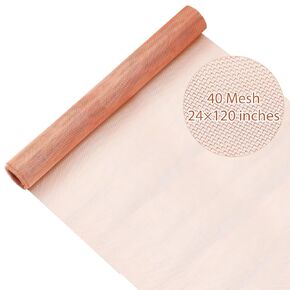 24" x 120" Copper Mesh Screen 40 Mesh Pure Copper Wire Copper Fabric for Grounding Copper Dense Filter Screen Mesh Woven Copper Mesh Crafts Window Protection