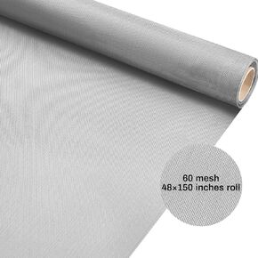 Gisafai 48 x 150'' 304 Stainless Steel Mesh Screen 60 Mesh Sturdy Metal Screen Roll Woven Wire No Rust Mesh for DIY Project Garden Vent Floor Hole Garden Vent Cover