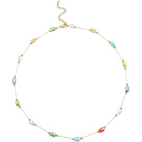 Handmade necklace with turquoise crystal shell beads，18K gold plated chain necklace for women girls in Saudi Arabia