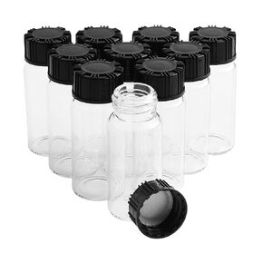 Clear Glass Vials 10ml Empty Vials Bottles Liquid Sampling Sample Glass Bottles Screwcap Capacity 10ml (0.3 Oz) Pack of 10