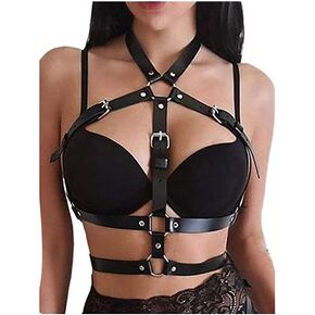 Punk Leather Harness Belt for Women Fashion Adjustable Chest Harness Body Chain Belt Goth Rave Nightclub Party Jewelry