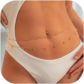 Body Chains for Women Girls Gold Pearl Waist Chain Beach Waist Chain Adjustable Bikini Belly Chain Summer Jewelry Gifts