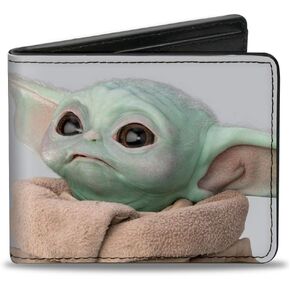 Buckle-Down Men's Wallet, Bifold, Star Wars The Child Vivid Up Pose This is My Good Side Gray, Vegan Leather, 4.0" x 3.5"
