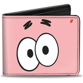 Buckle-Down Men's Nickelodeon Wallet, Bifold, Spongebob Squarepants Patrick Starfish Eyes Close Up Pink, Vegan Leather, 4.0" x 3.5"