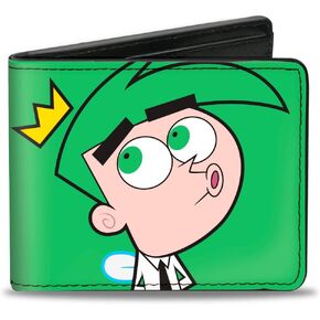 Buckle-Down Men's Nickelodeon Wallet, Bifold, The Fairly OddParents Cosmo and Wanda Poses, Vegan Leather, 4.0" x 3.5"