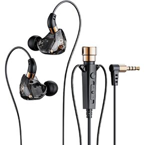FEDAI KT-02 Wired Headphone Sport Headset Noise Cancelling Earphones with Mic Dynamic HD,3.5MM Jack Headsets for Live Singing Recording,Karaoke, Live Video Streaming, Live Game miking（Black 1.2m）