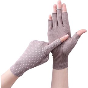 Bawnhaw Driving Fingerless Sunblock-Gloves Women Summer-UV-Sun-Protection with Polka Dots, Nonslip Mesh for Outdoor Cycling
