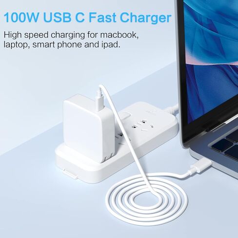شاحن Macbook-Pro-Charger-100W-USB-C-Laptop-Charger 96W شحن سريع لجهاز Mac Book Pro 16 15 14 13 MacBook Air Retina M3 M2 M1 2024 2023 2022 2021 2020 كابل سلك محول طاقة الكمبيوتر 6.8 قدم in Saudi Arabia