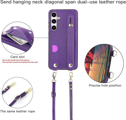 حافظة CCSmall لهاتف Samsung Galaxy S24 مع حامل للنساء، وغطاء هاتف بحبل كروس وحزام معصم لهاتف Samsung Galaxy S24 KB أسود in Kuwait