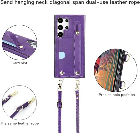 for Samsung Galaxy S25 Ultra (Not S25) Crossbody Wrist Strap Wallet Case with Cash Change Slot, Removable Adjustable Shoulder Lanyard PU Leather Cover for Samsung Galaxy S25 Ultra XK-Rose Gold in Kuwait