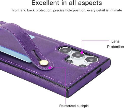 for Samsung Galaxy S25 Ultra (Not S25) Crossbody Wrist Strap Wallet Case with Cash Change Slot, Removable Adjustable Shoulder Lanyard PU Leather Cover for Samsung Galaxy S25 Ultra XK-Rose Gold in Kuwait