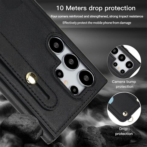 for Samsung Galaxy S25 Ultra (Not S25) Crossbody Wrist Strap Wallet Case with Cash Change Slot, Removable Adjustable Shoulder Lanyard PU Leather Cover for Samsung Galaxy S25 Ultra XK-Rose Gold in Kuwait