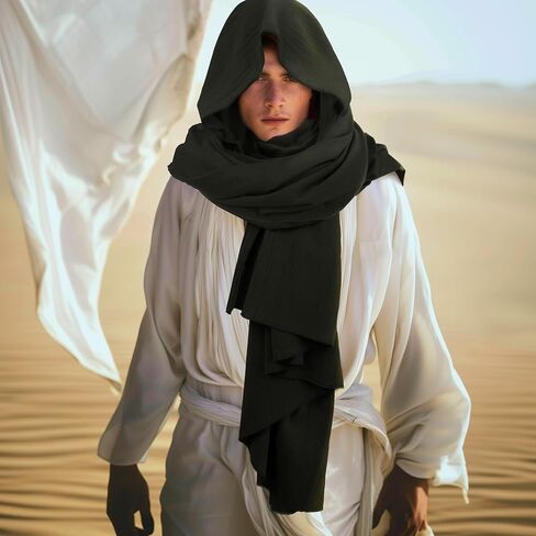 JEGERMIG Men‘s Renaissance Head Scarf Hood Shawl Shaman Hooded Cloak Cowl Post Apocalyptic Cape Cosplay Costume in Kuwait