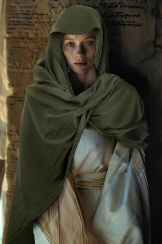 JEGERMIG Men‘s Renaissance Head Scarf Hood Shawl Shaman Hooded Cloak Cowl Post Apocalyptic Cape Cosplay Costume in Kuwait