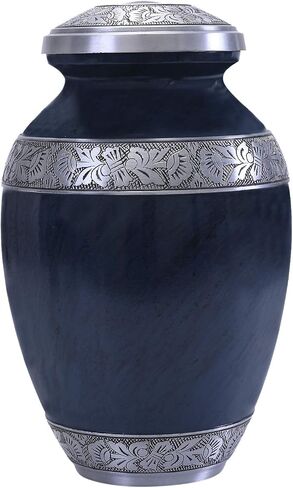 GSM Brands Cremation Urn Holds Adult Human Ashes (Extra Large Capacity up to 300 lbs) - Handcrafted Funeral Memorial with Striking Blue Design (12 Inch Height x 7.75 Inch Width) in Saudi Arabia
