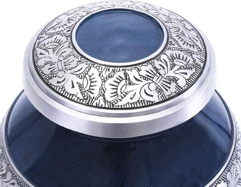 GSM Brands Cremation Urn Holds Adult Human Ashes (Extra Large Capacity up to 300 lbs) - Handcrafted Funeral Memorial with Striking Blue Design (12 Inch Height x 7.75 Inch Width) in Saudi Arabia