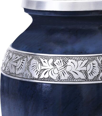 GSM Brands Cremation Urn Holds Adult Human Ashes (Extra Large Capacity up to 300 lbs) - Handcrafted Funeral Memorial with Striking Blue Design (12 Inch Height x 7.75 Inch Width) in Saudi Arabia